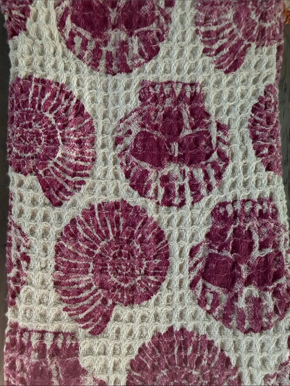Kitchen Towel Set Waffle-Knit Skull and Sea Shell Design- Cream,Pink/Orange/Blue